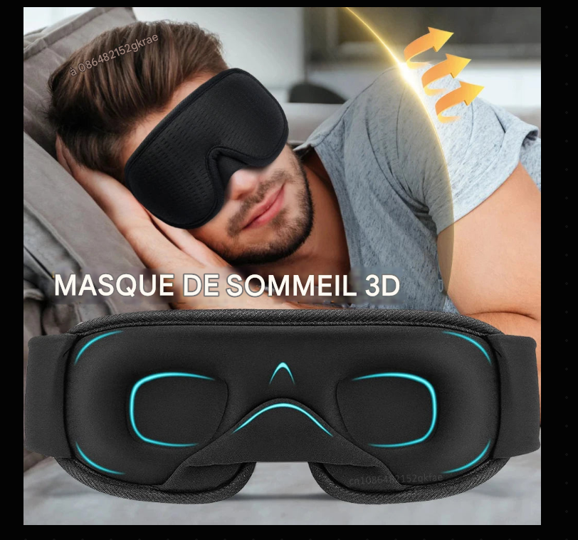 Masque de Sommeil 3D Ergonomique – 100 % Opaque, Ultra Confortable, Mousse à Mémoire de Forme