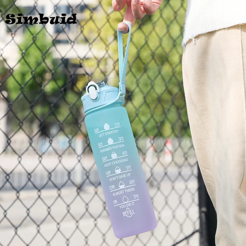Bouteille d'Eau Sport 3 Tailles – Graduation Motivation avec Marquage Horaire et Anti-Fuite | Bouteille de Sport pour Gym et Outdoor