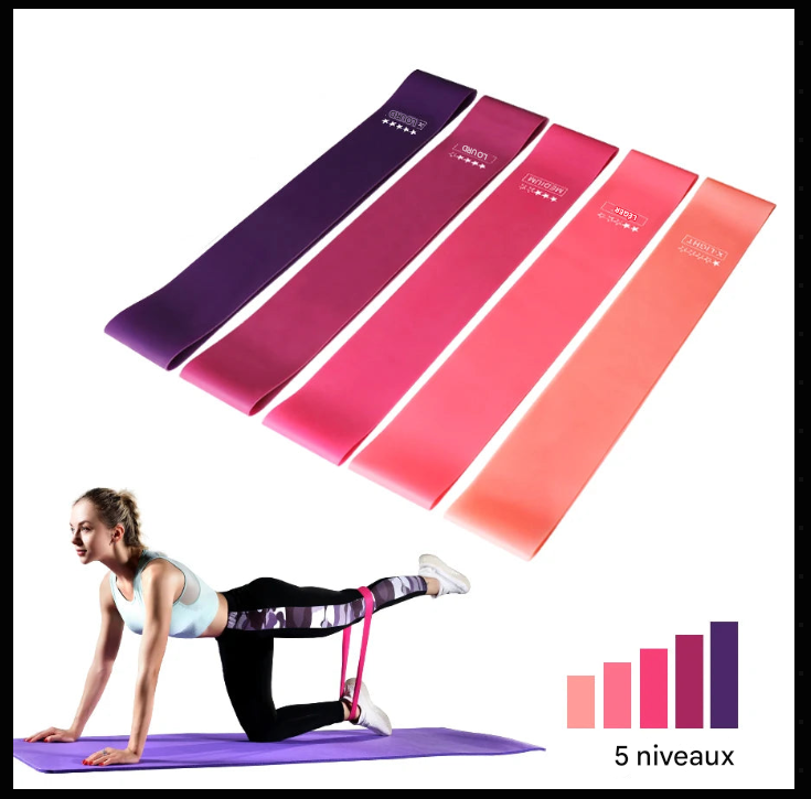 Bandes de Résistance Fitness – 5 Niveaux d’Élastiques pour Yoga, Musculation, Pilates & Entraînement à Domicile