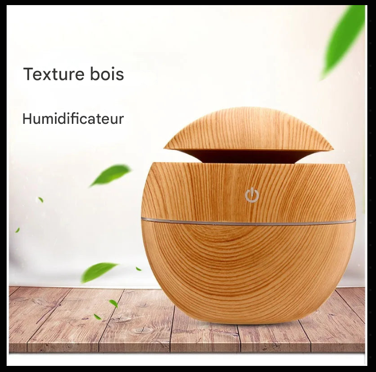 Diffuseur d’Huiles Essentielles USB – Humidificateur Ultrasonique Bois Mini | Brumisateur Silencieux LED