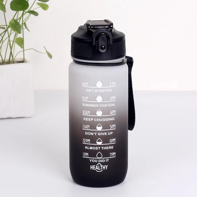 Bouteille d'Eau Sport 3 Tailles – Graduation Motivation avec Marquage Horaire et Anti-Fuite | Bouteille de Sport pour Gym et Outdoor