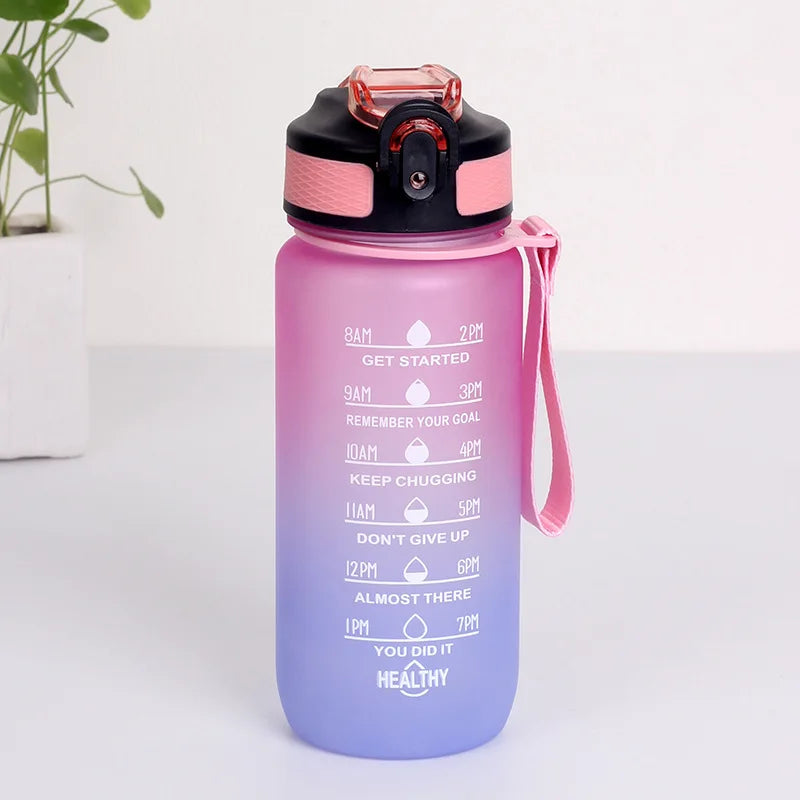 Bouteille d'Eau Sport 3 Tailles – Graduation Motivation avec Marquage Horaire et Anti-Fuite | Bouteille de Sport pour Gym et Outdoor