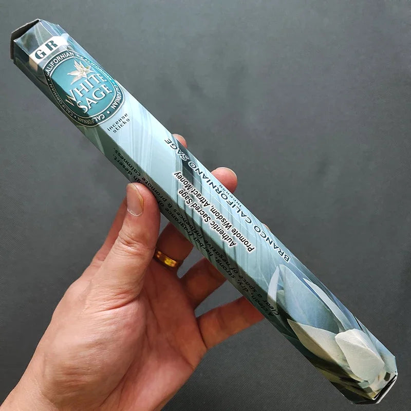 Encens Indien Naturel – 20 Bâtonnets Sauge Blanche, Lavande, Brise Marine | Méditation, Yoga, Purification