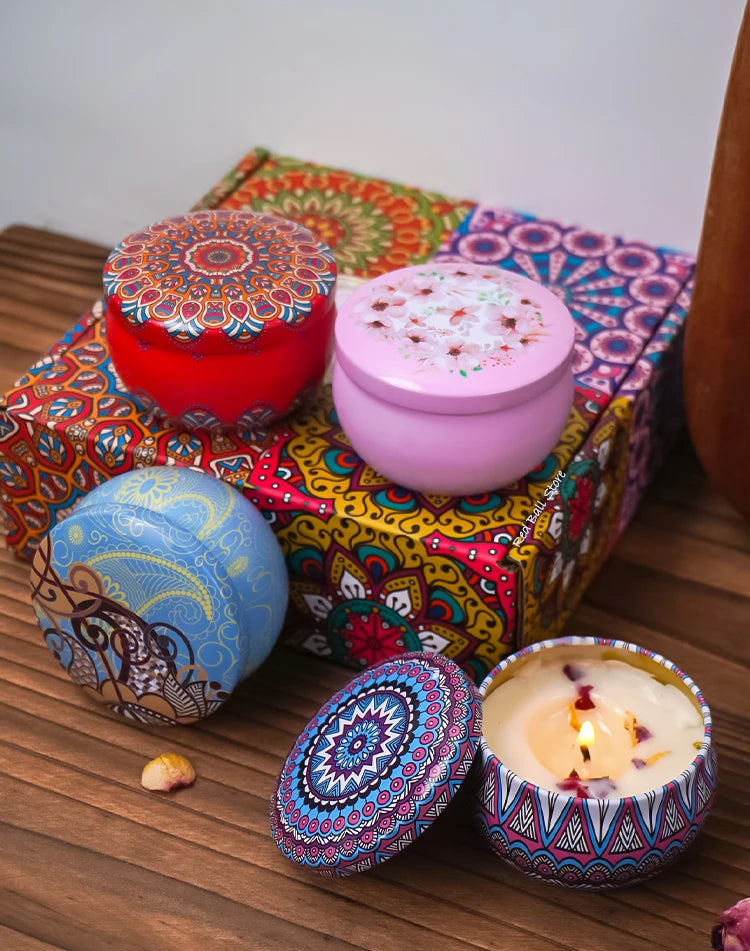 Coffret 4 Bougies Parfumées – Élégantes & Romantiques – Cadeau Bien-Être