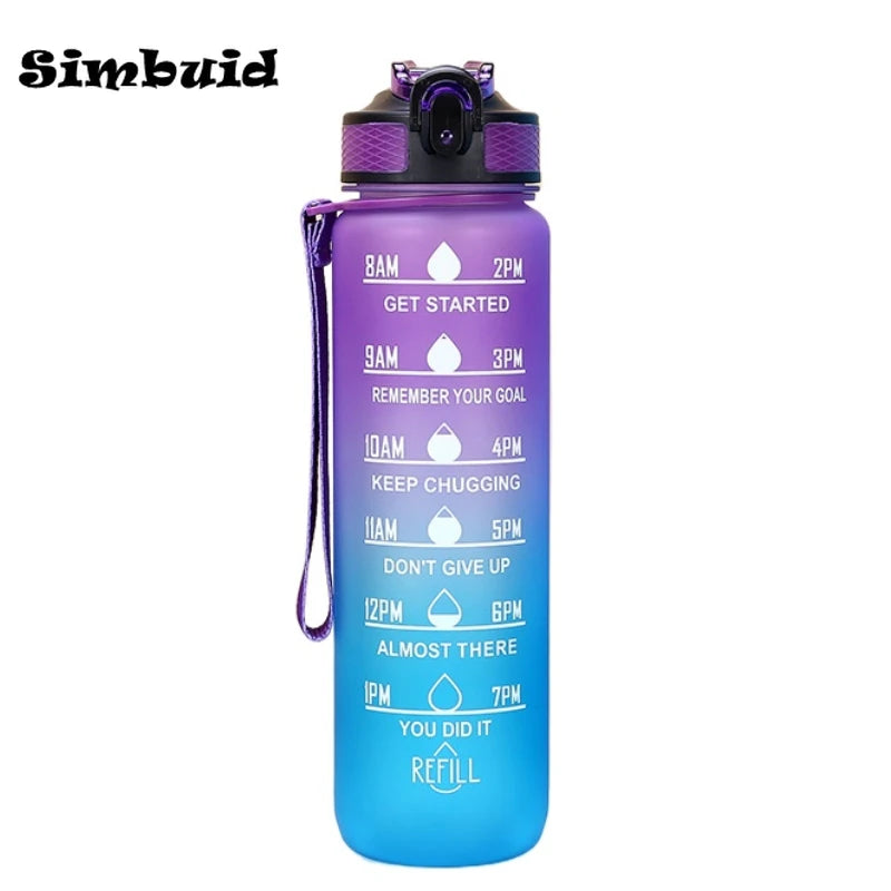 Bouteille d'Eau Sport 3 Tailles – Graduation Motivation avec Marquage Horaire et Anti-Fuite | Bouteille de Sport pour Gym et Outdoor