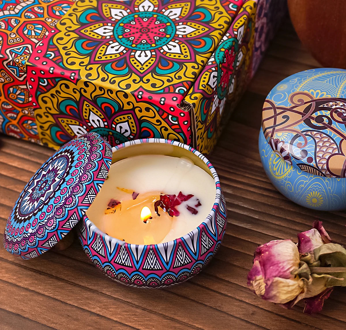 Coffret 4 Bougies Parfumées – Élégantes & Romantiques – Cadeau Bien-Être