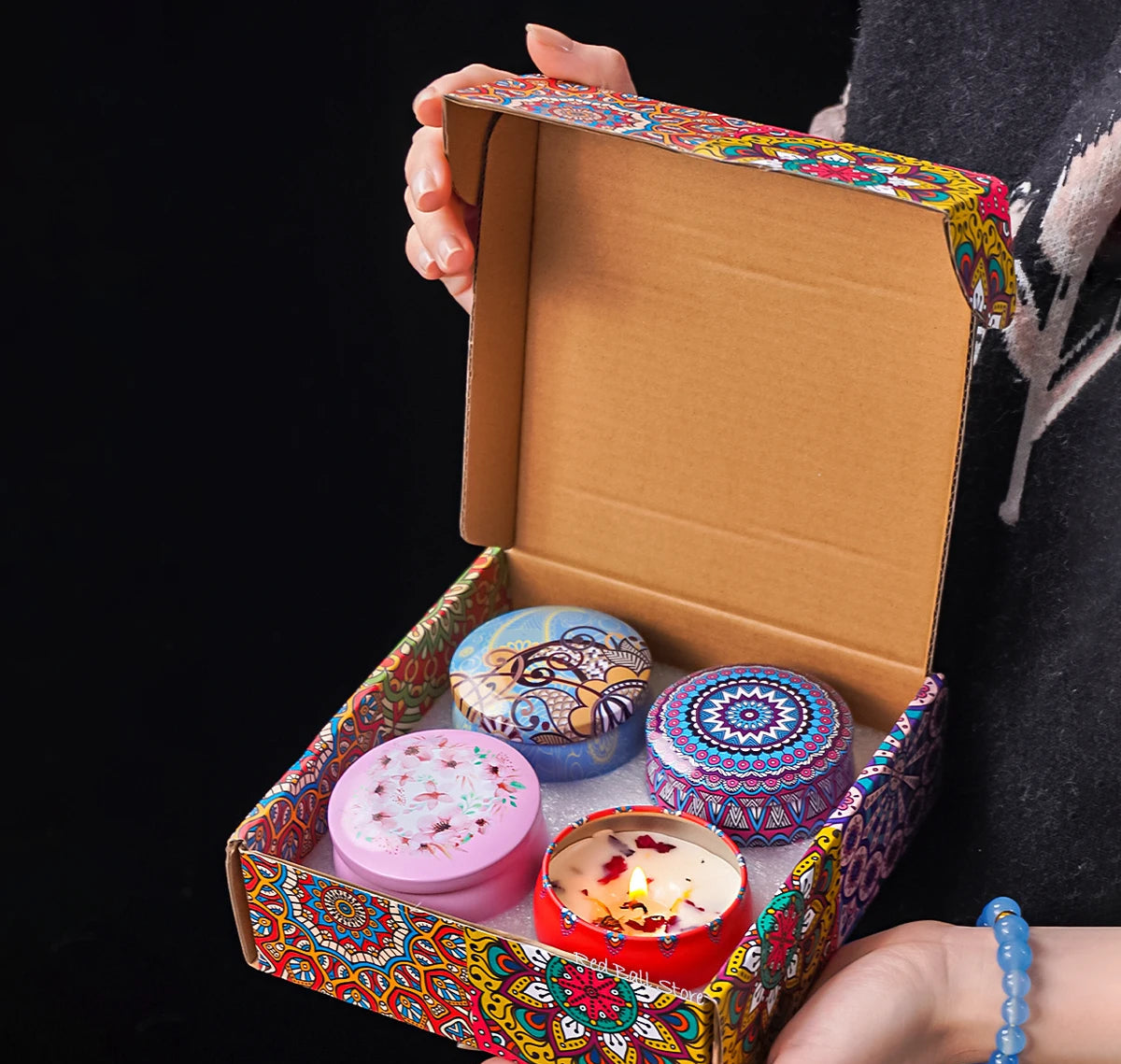 Coffret 4 Bougies Parfumées – Élégantes & Romantiques – Cadeau Bien-Être
