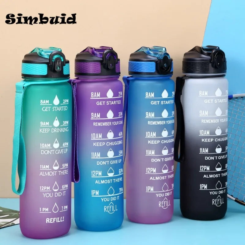 Bouteille d'Eau Sport 3 Tailles – Graduation Motivation avec Marquage Horaire et Anti-Fuite | Bouteille de Sport pour Gym et Outdoor