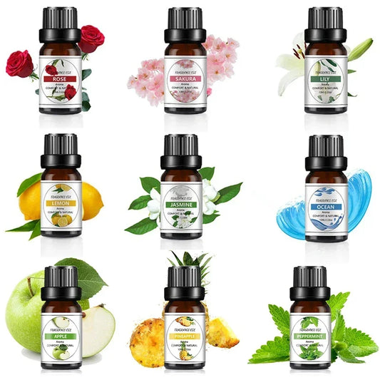 Huile Essentielle 10ml pour Diffuseur & Voiture – Parfum Naturel Plantes | Désodorisant Aromathérapie Recharge