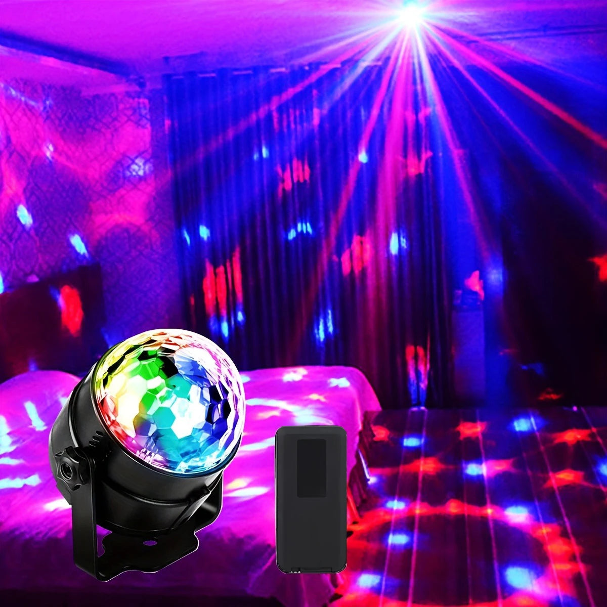 Disco Ball LED RGB – Lampe de Soirée Rotative à Effets Sonores | Idéal Mariages, Anniversaires, Fêtes