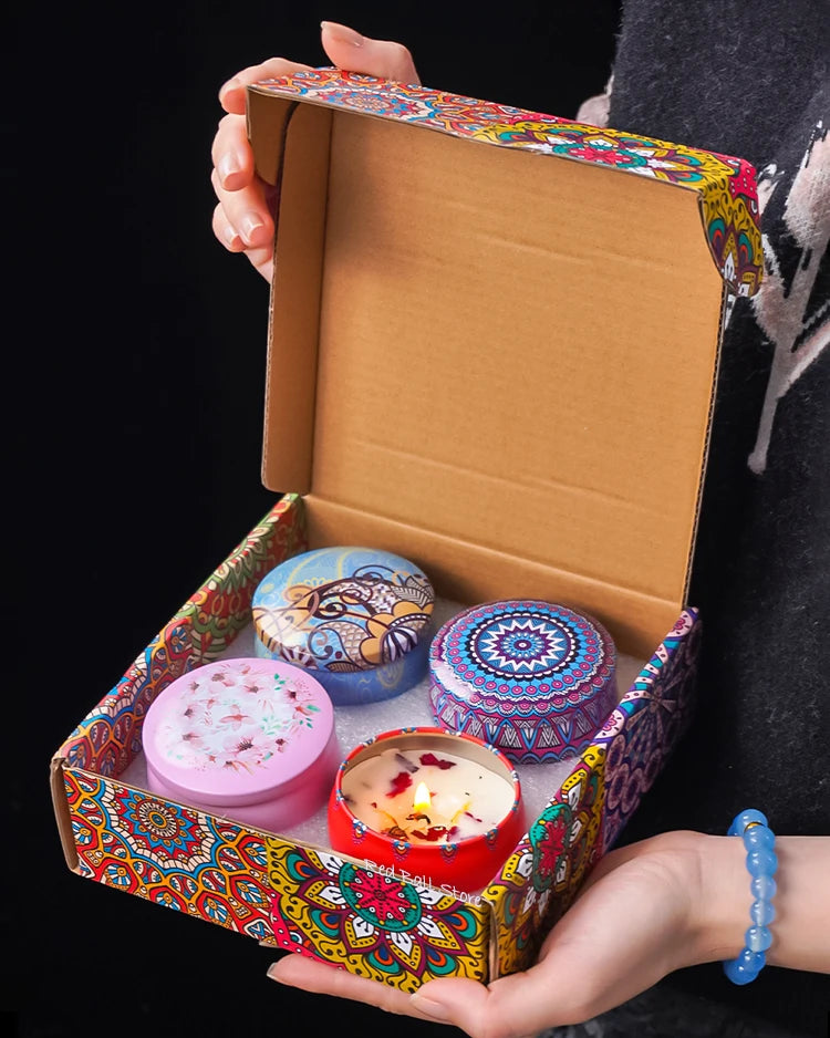 Coffret 4 Bougies Parfumées – Élégantes & Romantiques – Cadeau Bien-Être