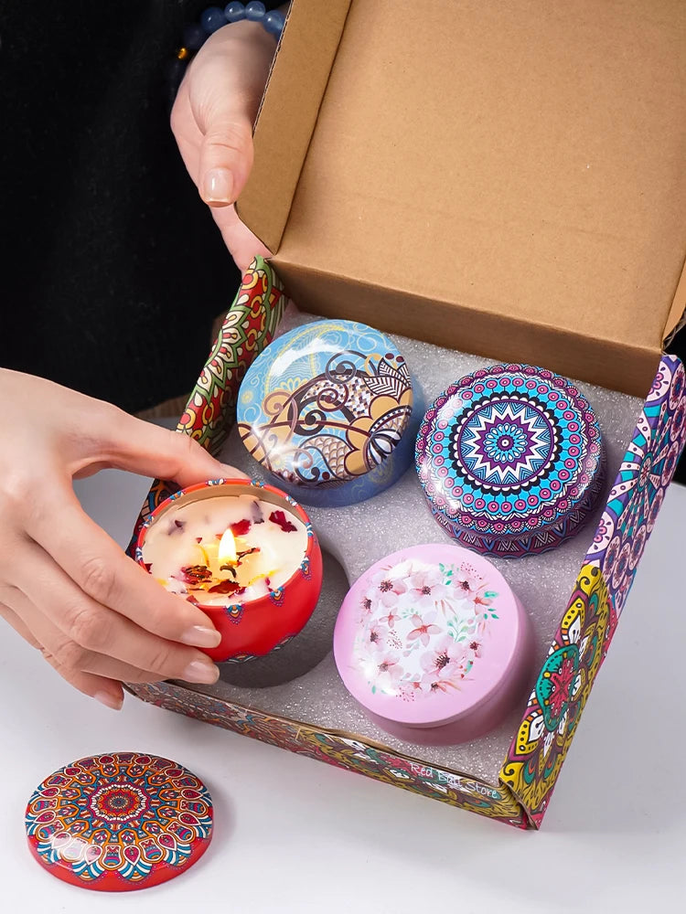 Coffret 4 Bougies Parfumées – Élégantes & Romantiques – Cadeau Bien-Être