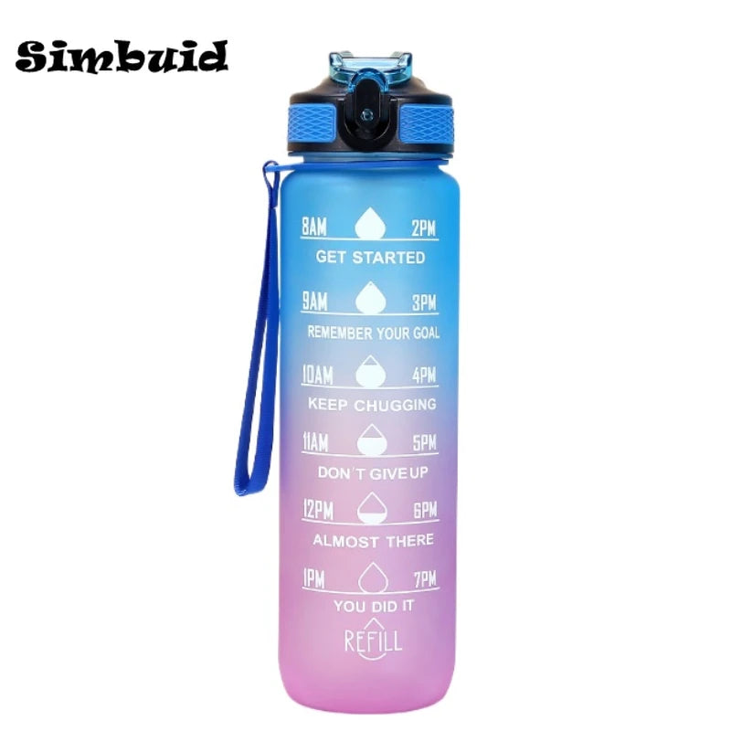 Bouteille d'Eau Sport 3 Tailles – Graduation Motivation avec Marquage Horaire et Anti-Fuite | Bouteille de Sport pour Gym et Outdoor
