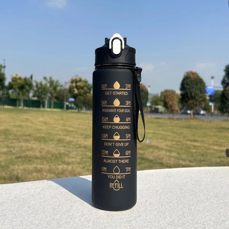 Bouteille d'Eau Sport 3 Tailles – Graduation Motivation avec Marquage Horaire et Anti-Fuite | Bouteille de Sport pour Gym et Outdoor