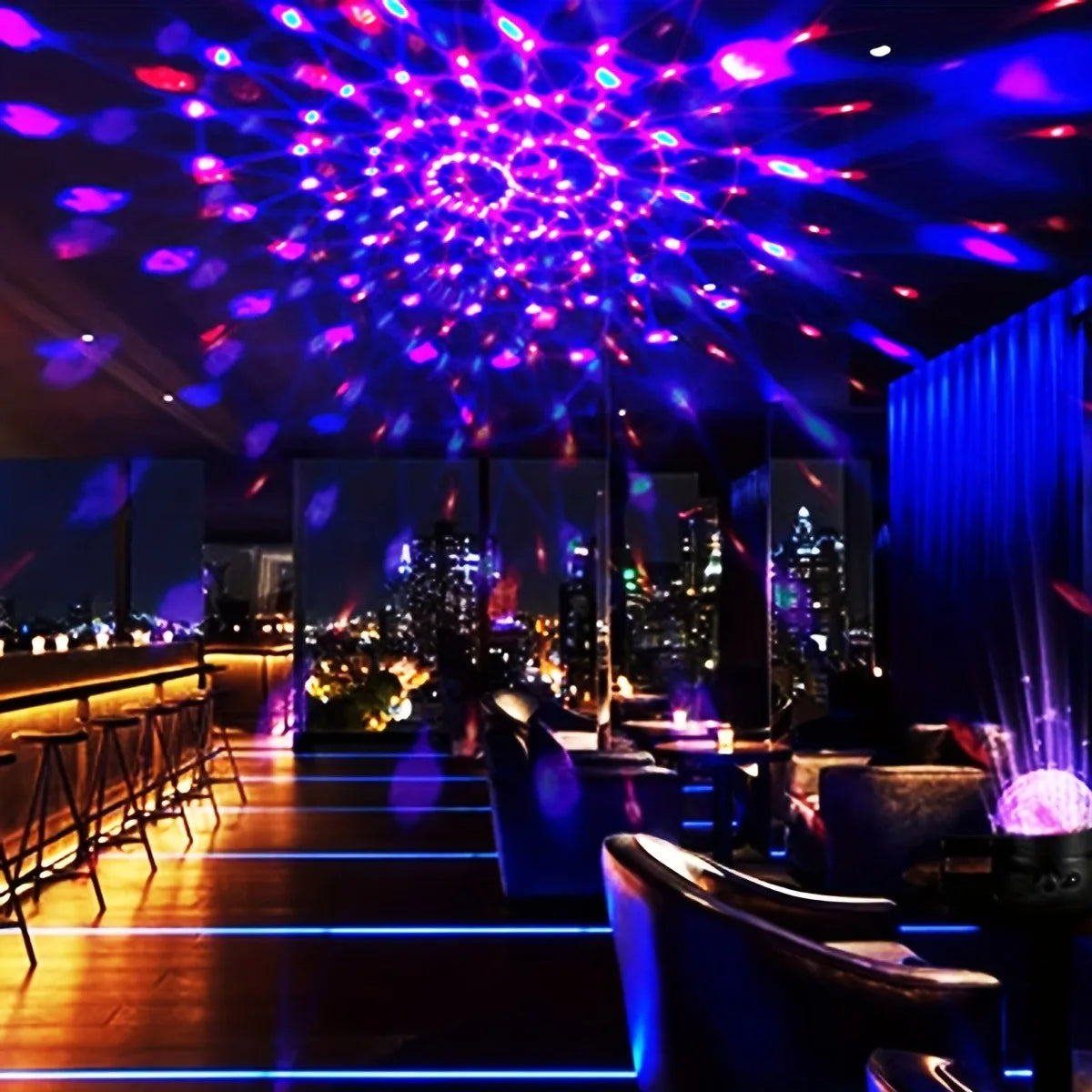 Disco Ball LED RGB – Lampe de Soirée Rotative à Effets Sonores | Idéal Mariages, Anniversaires, Fêtes