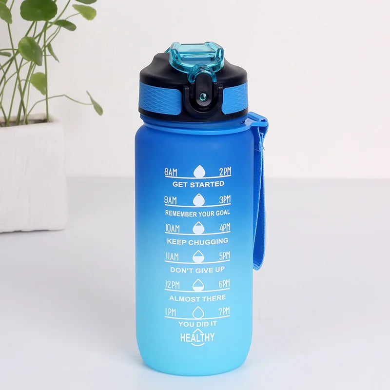 Bouteille d'Eau Sport 3 Tailles – Graduation Motivation avec Marquage Horaire et Anti-Fuite | Bouteille de Sport pour Gym et Outdoor