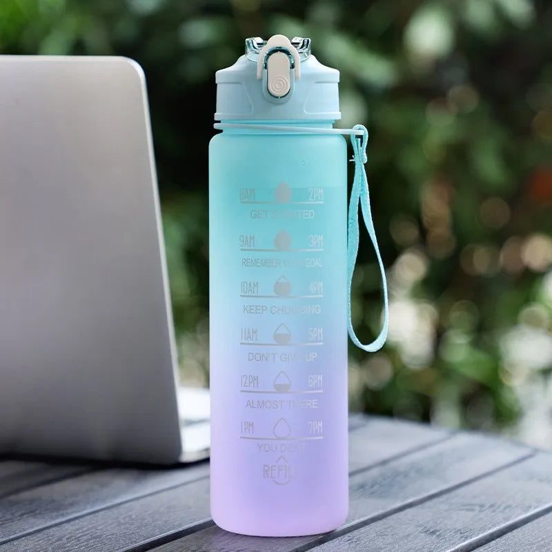 Bouteille d'Eau Sport 3 Tailles – Graduation Motivation avec Marquage Horaire et Anti-Fuite | Bouteille de Sport pour Gym et Outdoor
