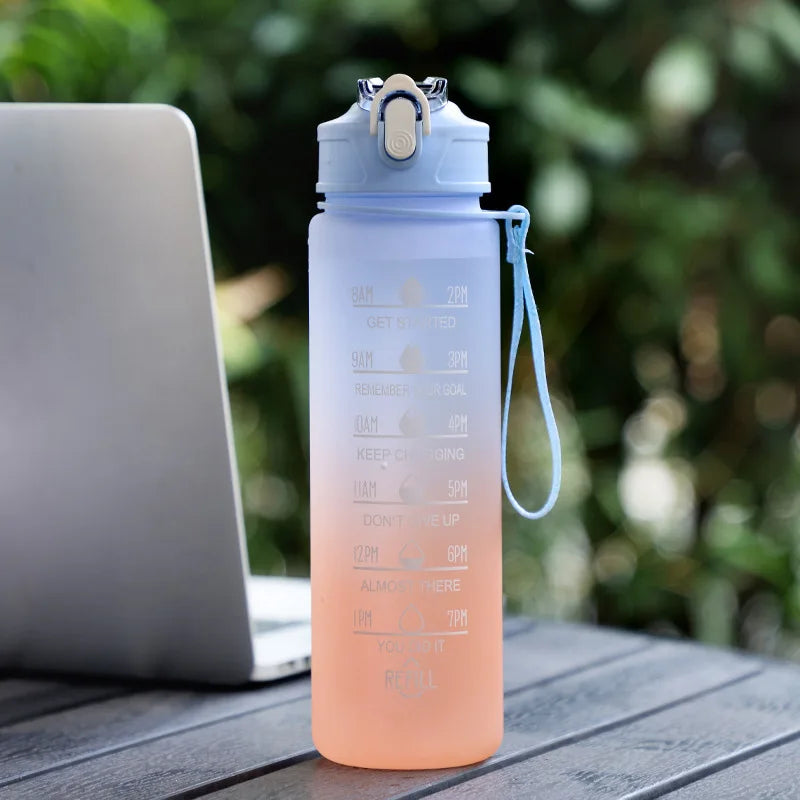 Bouteille d'Eau Sport 3 Tailles – Graduation Motivation avec Marquage Horaire et Anti-Fuite | Bouteille de Sport pour Gym et Outdoor