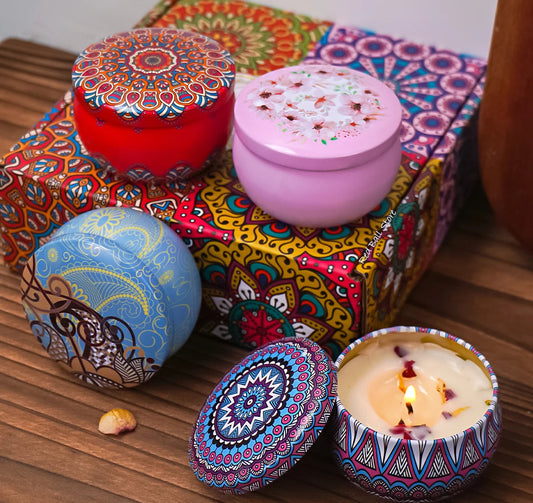 Coffret 4 Bougies Parfumées – Élégantes & Romantiques – Cadeau Bien-Être