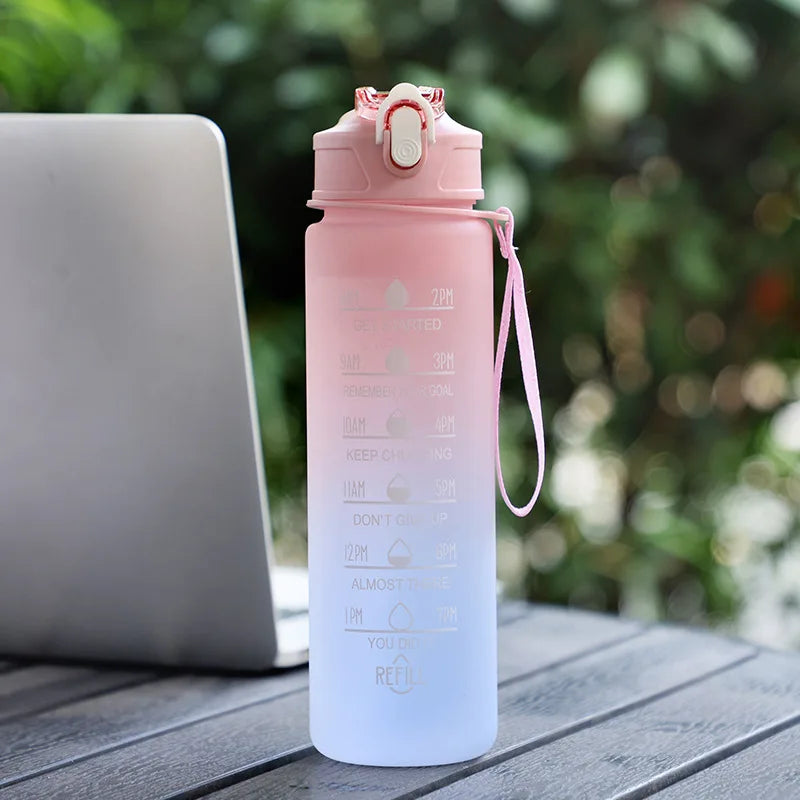 Bouteille d'Eau Sport 3 Tailles – Graduation Motivation avec Marquage Horaire et Anti-Fuite | Bouteille de Sport pour Gym et Outdoor