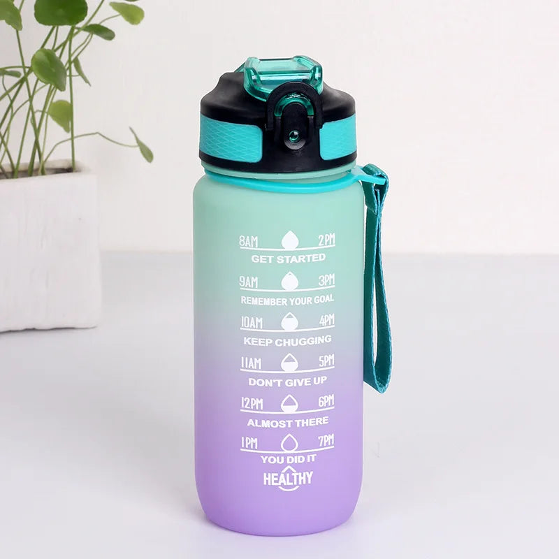 Bouteille d'Eau Sport 3 Tailles – Graduation Motivation avec Marquage Horaire et Anti-Fuite | Bouteille de Sport pour Gym et Outdoor