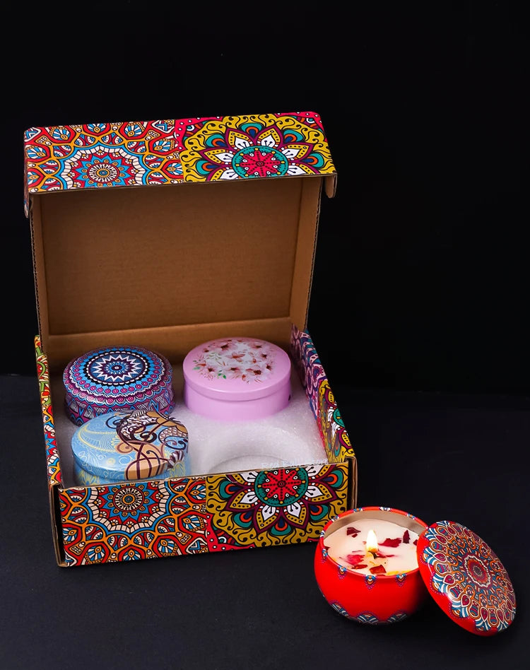 Coffret 4 Bougies Parfumées – Élégantes & Romantiques – Cadeau Bien-Être