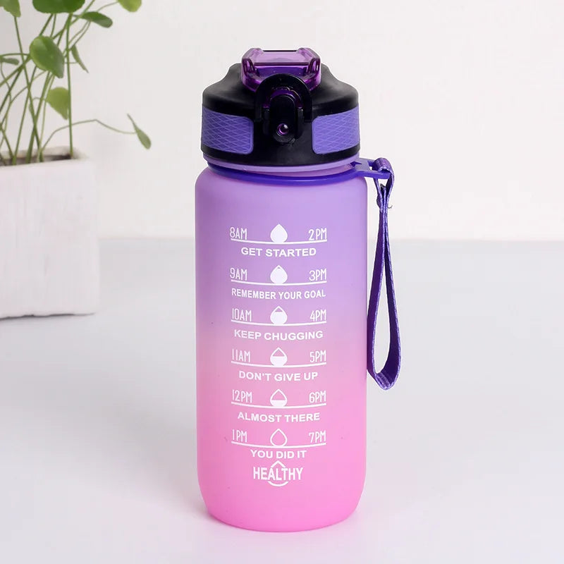Bouteille d'Eau Sport 3 Tailles – Graduation Motivation avec Marquage Horaire et Anti-Fuite | Bouteille de Sport pour Gym et Outdoor