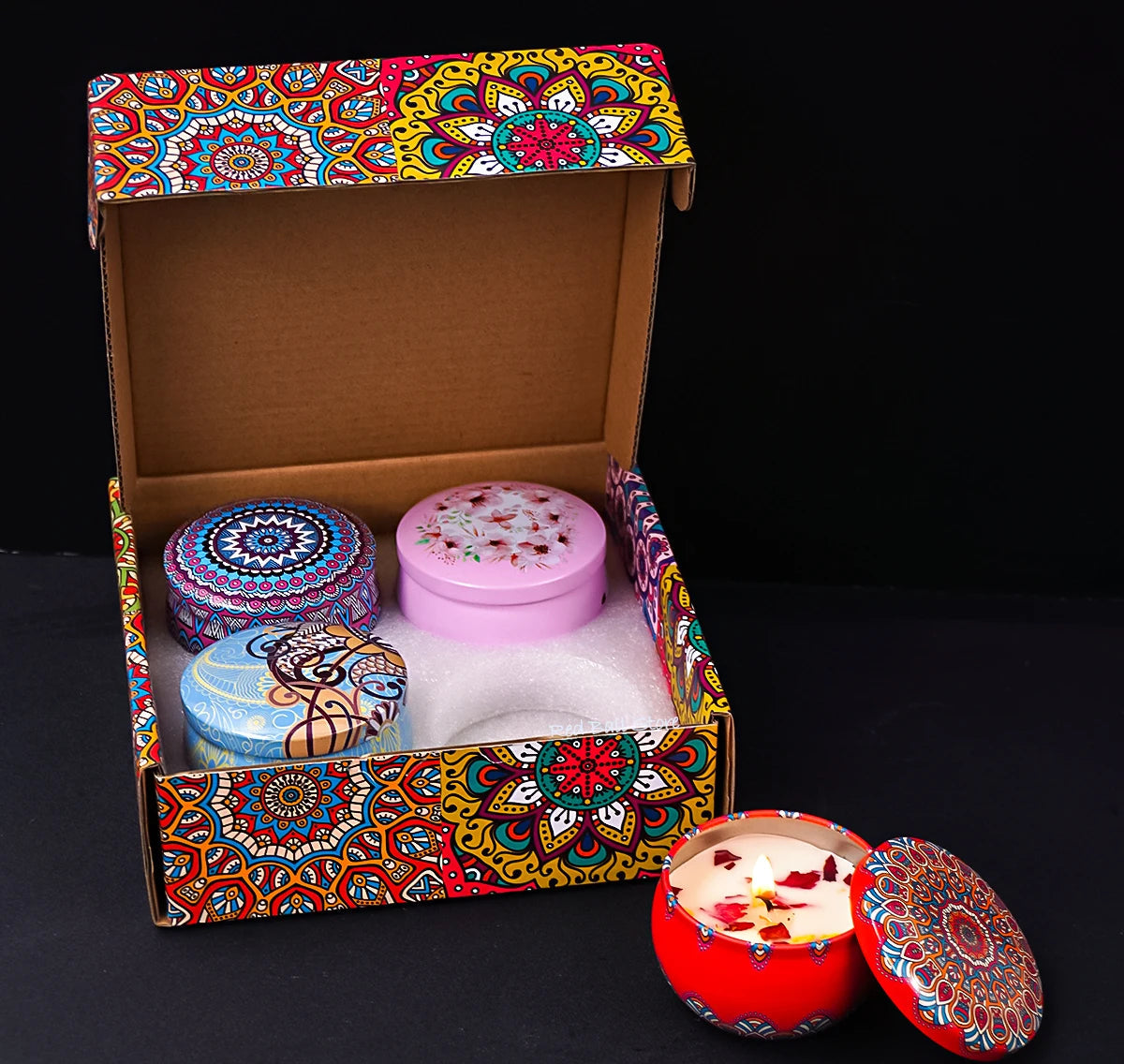 Coffret 4 Bougies Parfumées – Élégantes & Romantiques – Cadeau Bien-Être