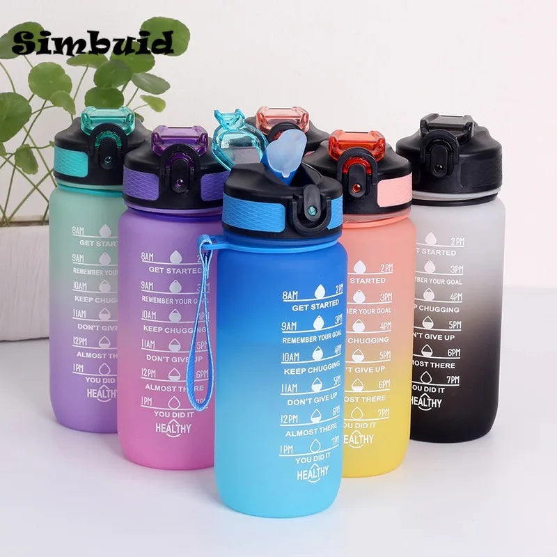Bouteille d'Eau Sport 3 Tailles – Graduation Motivation avec Marquage Horaire et Anti-Fuite | Bouteille de Sport pour Gym et Outdoor
