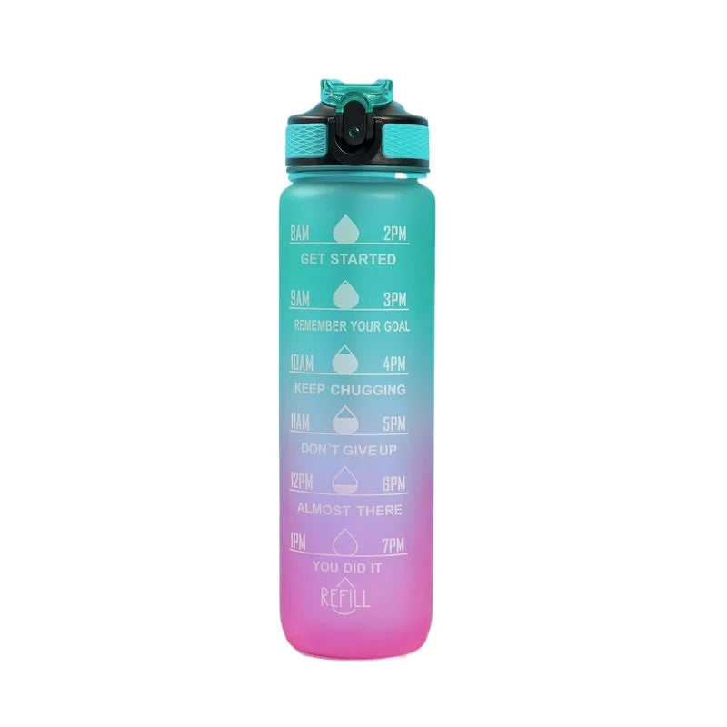 Bouteille d'Eau Sport 3 Tailles – Graduation Motivation avec Marquage Horaire et Anti-Fuite | Bouteille de Sport pour Gym et Outdoor