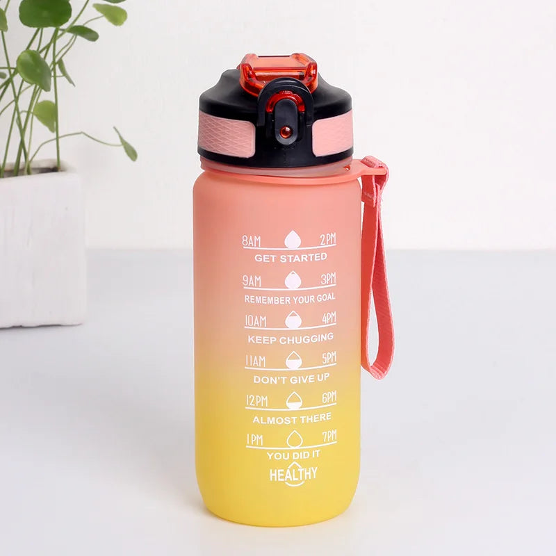 Bouteille d'Eau Sport 3 Tailles – Graduation Motivation avec Marquage Horaire et Anti-Fuite | Bouteille de Sport pour Gym et Outdoor
